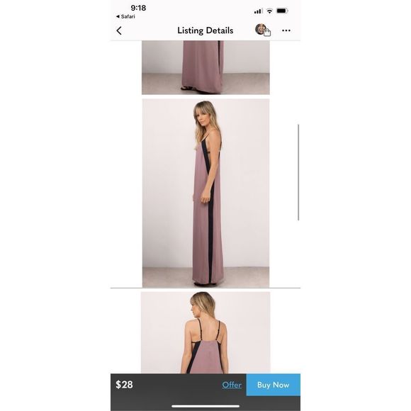 New Tobi Color Block Mauve & Black Long Sheath Maxi Dress Medium - Picture 4 of 8